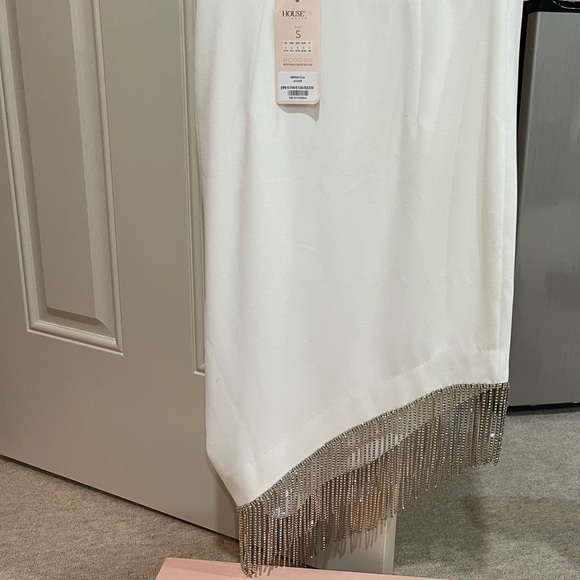 NWT/Box House of CB Zoia WHITE CREPE CRYSTAL SKIRT size Small. Bridal or events! - Picture 4 of 6